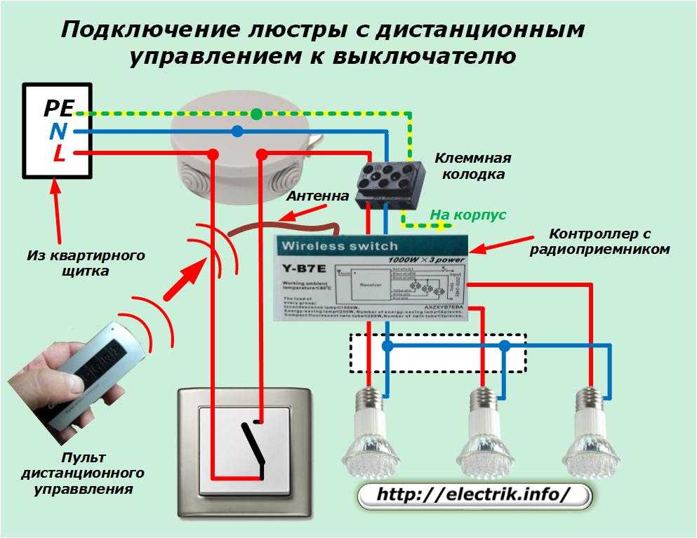 Схема подключения люстры с пультом управления