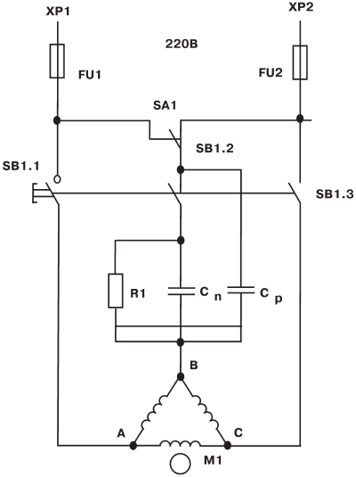 Подключение пускового конденсатора к электродвигателю 220в схема