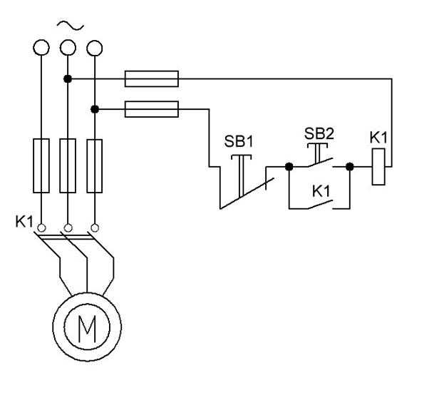 Пуск реверс асинхронного двигателя схема