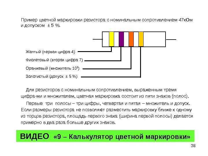 Резистор схема цветов