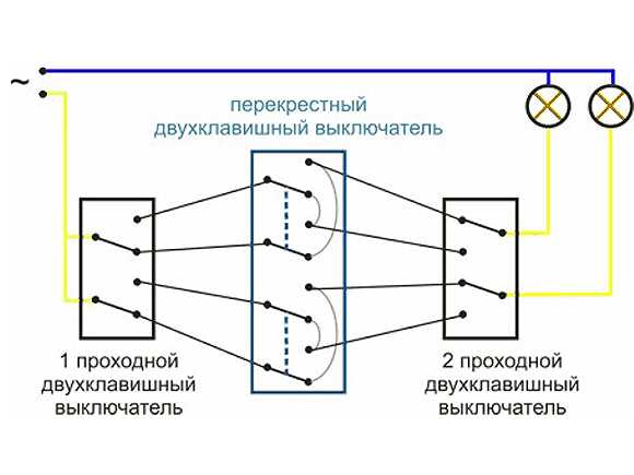 Схема управления светом с трех точек