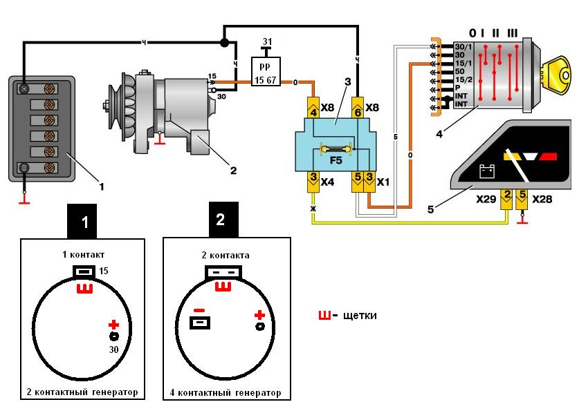 Схема подключения генератора к аккумулятору автомобиля