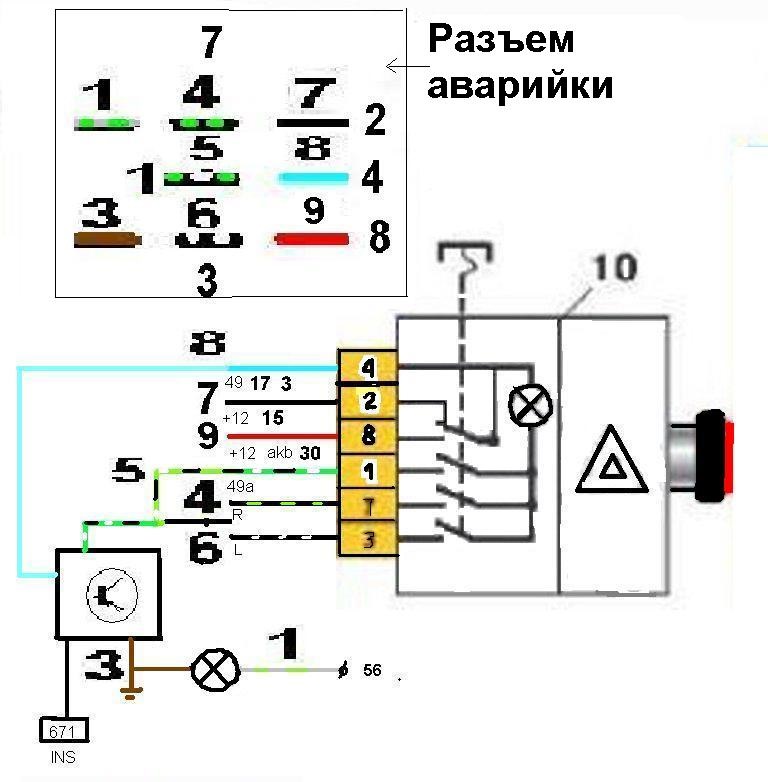 Схема поворотников ваз 2101