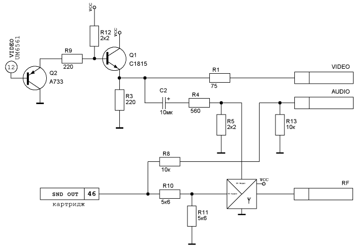 Mdf33 um3617 модулятор видеосигнала схема подключения