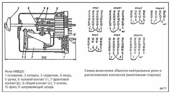 Контактная группа реле на схеме