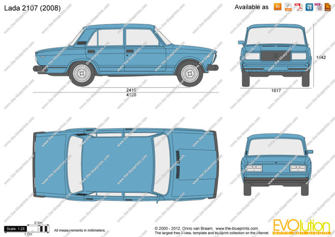 Чертеж ваз 2105 для создания модели