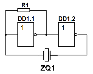 Кварцевый генератор на логических элементах схема