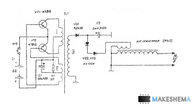Схема электронной китайской зажигалки