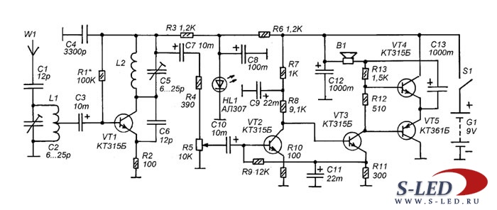 Схема радиоприемника фм диапазона на транзисторах