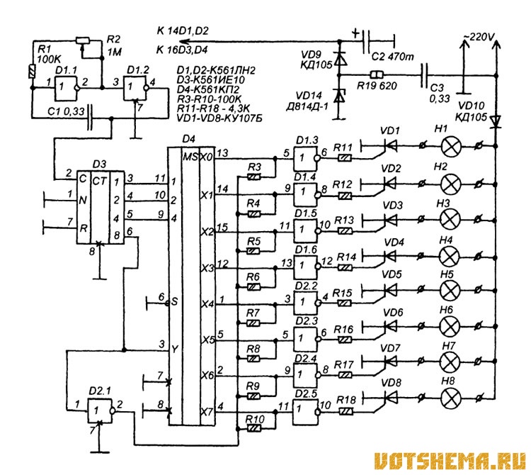 Схема включения к561кп2