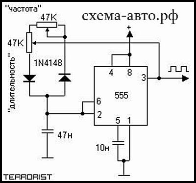 Генератор частоты с регулировкой частоты и скважности схема