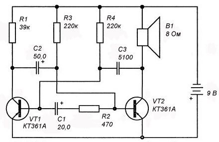 Схема имитатор звука выстрела