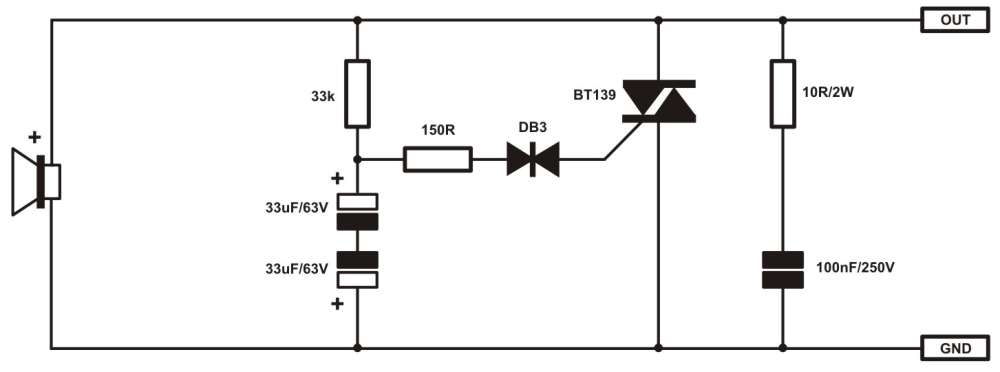 Защита вч динамика от перегрузки схема