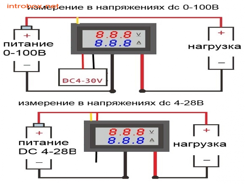 Схема подключения цифрового вольтметра и амперметра