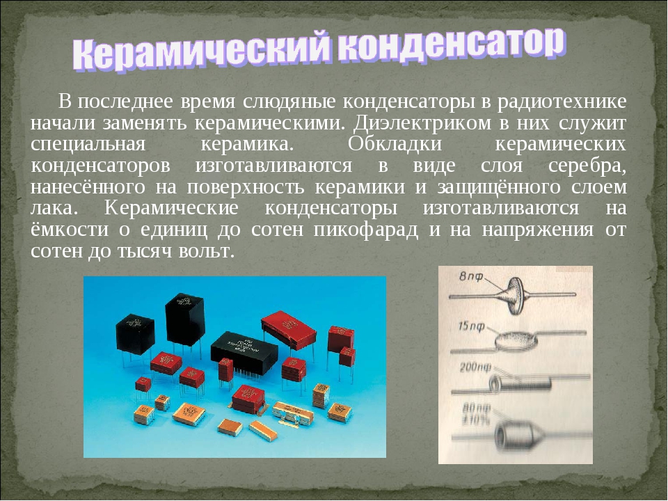 Виды конденсаторов и их применение презентация