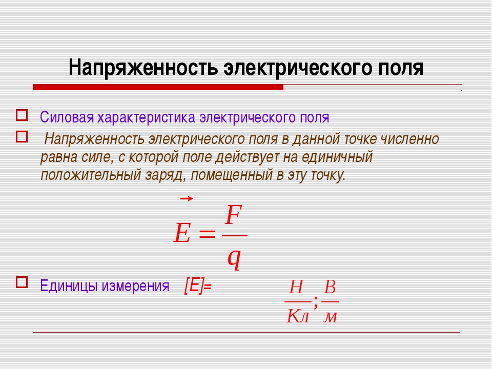 Напряженность электрического поля 10 класс презентация