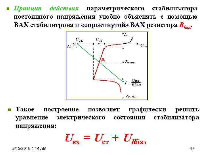 Характеристика стабилизации напряжения