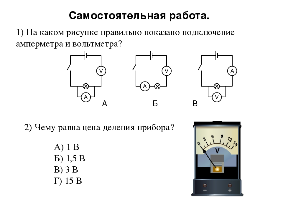 Как включается в электрические схемы амперметр и вольтметр