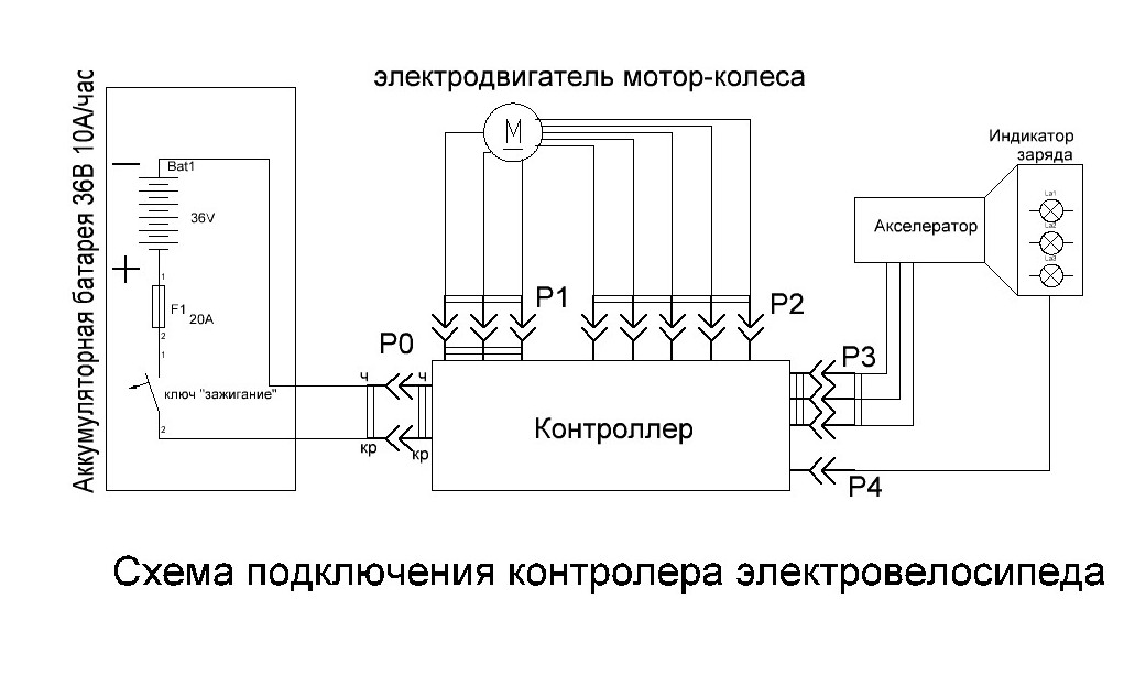 Мотор колесо схема подключения