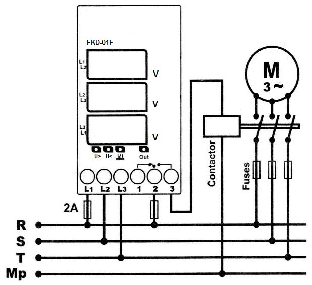 Реле напряжения трехфазное схема подключения