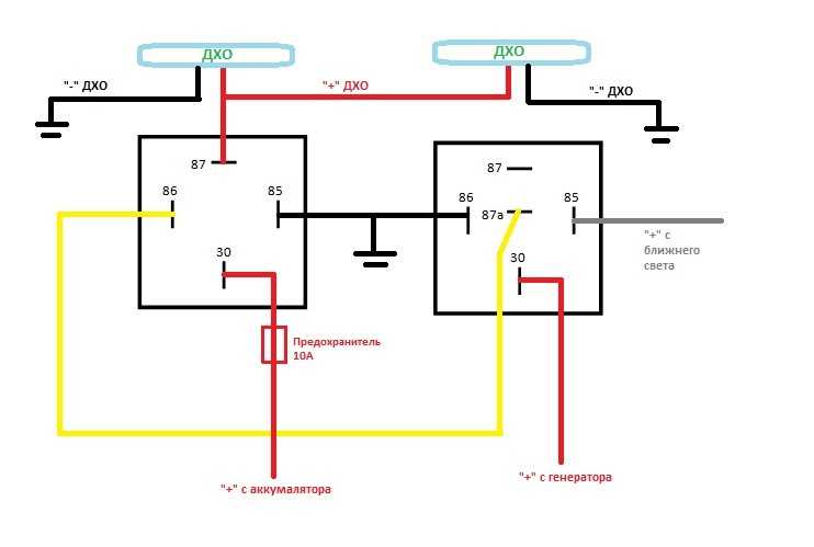 Схема подключения дхо с отключением при включении ближнего света