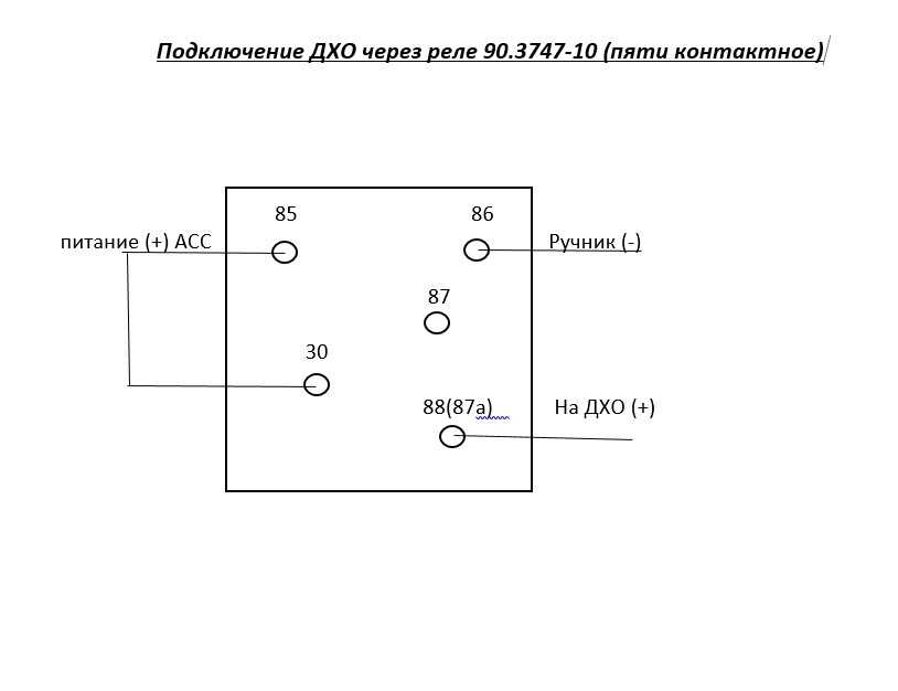 Подключение дхо через реле 4 контактное схема подключения