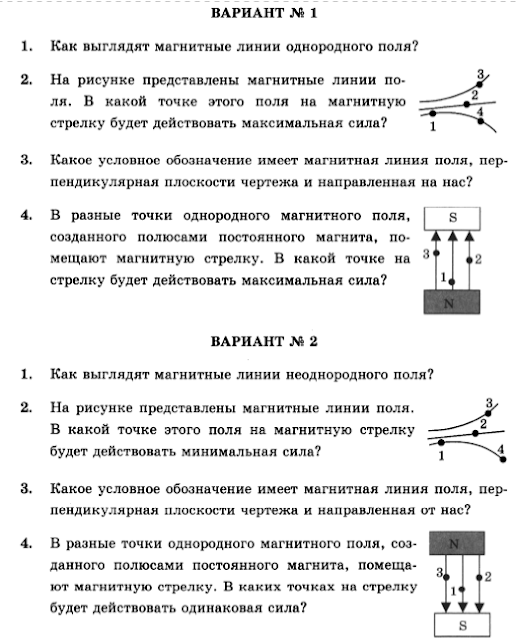 Какой из вариантов соответствует схеме расположения магнитных линий