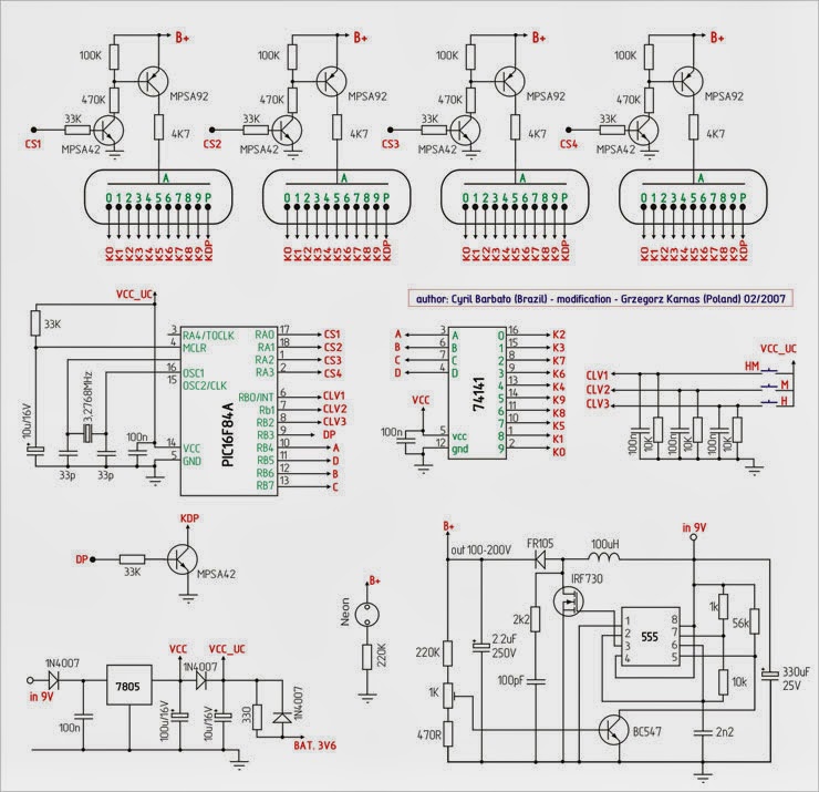 Схема часов на газоразрядных индикаторах схема