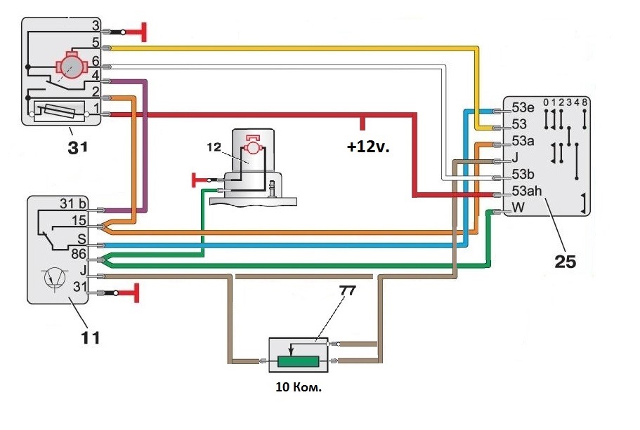 Схема электрическая стеклоочистителя газель