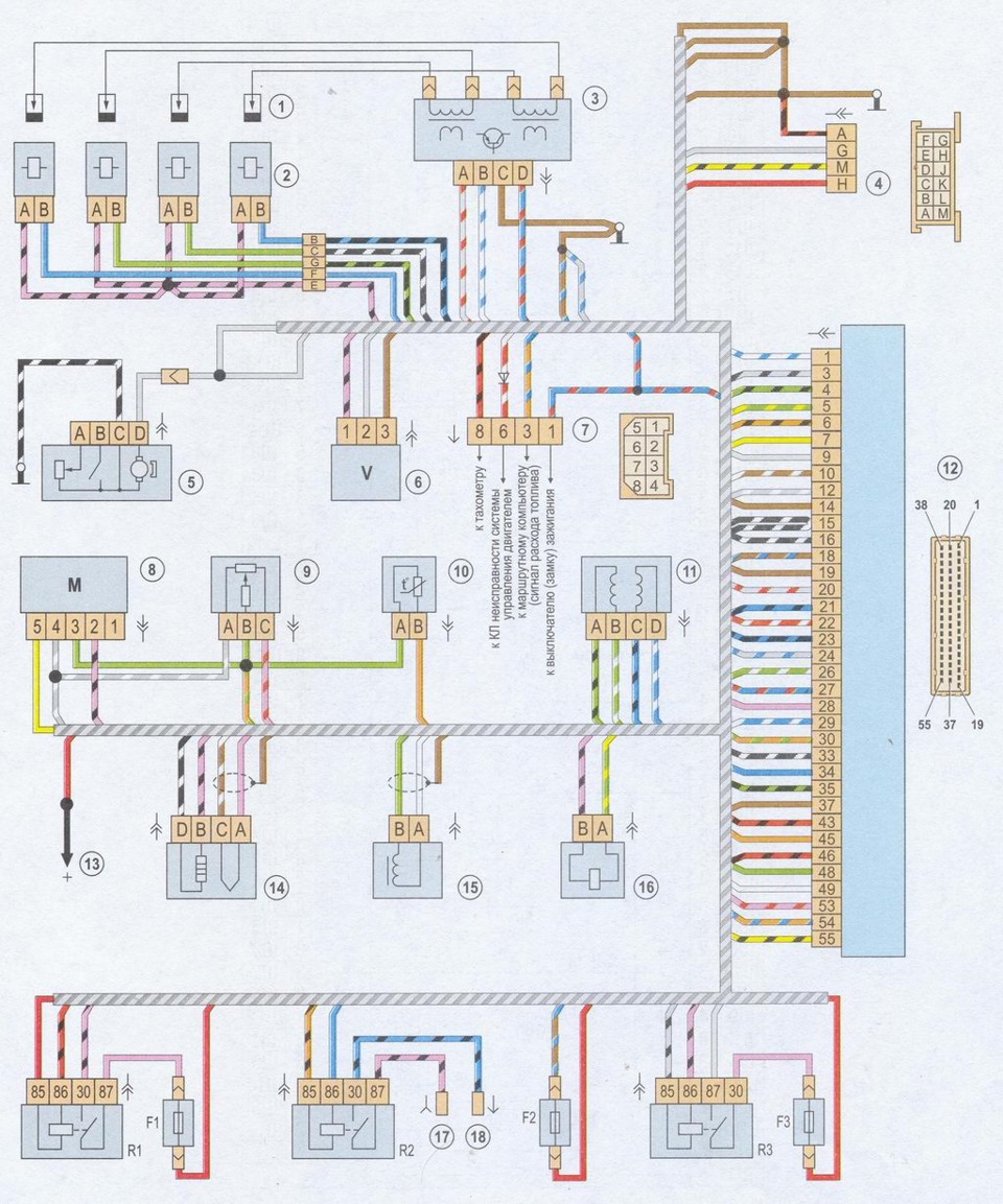 Электропроводка ваз 2107 инжектор схема