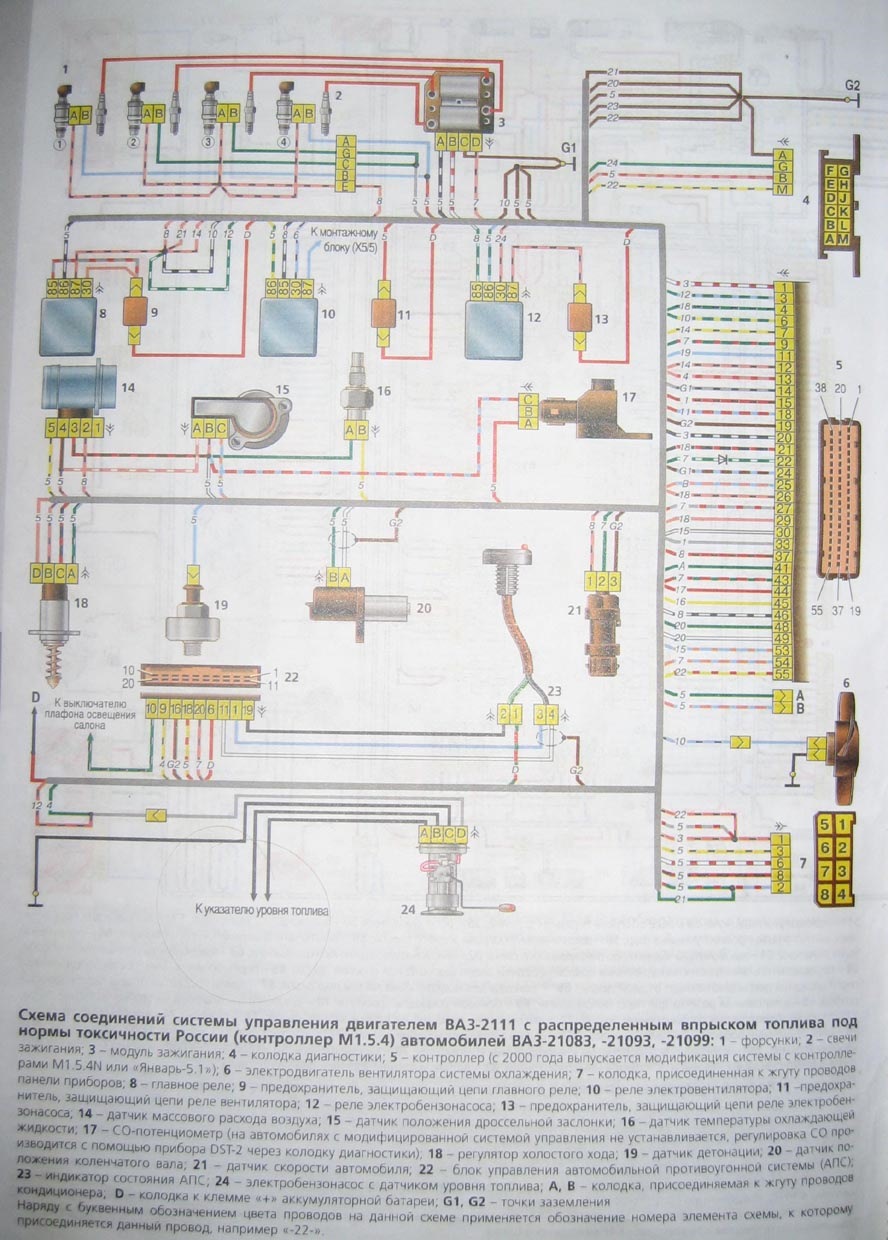 Схема электрооборудования бензонасоса на ВАЗ 2109 инжектор