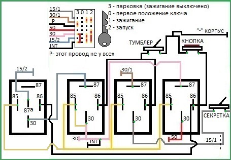 Схема замка зажигания ваз 2108