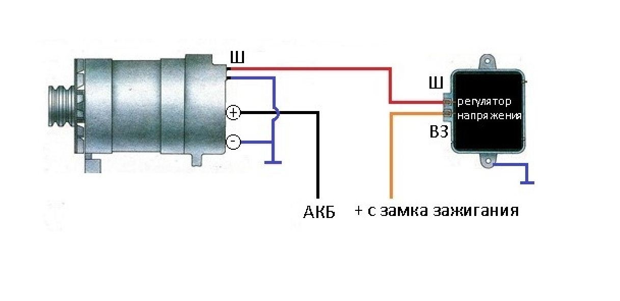 Схема подключения генератора волга