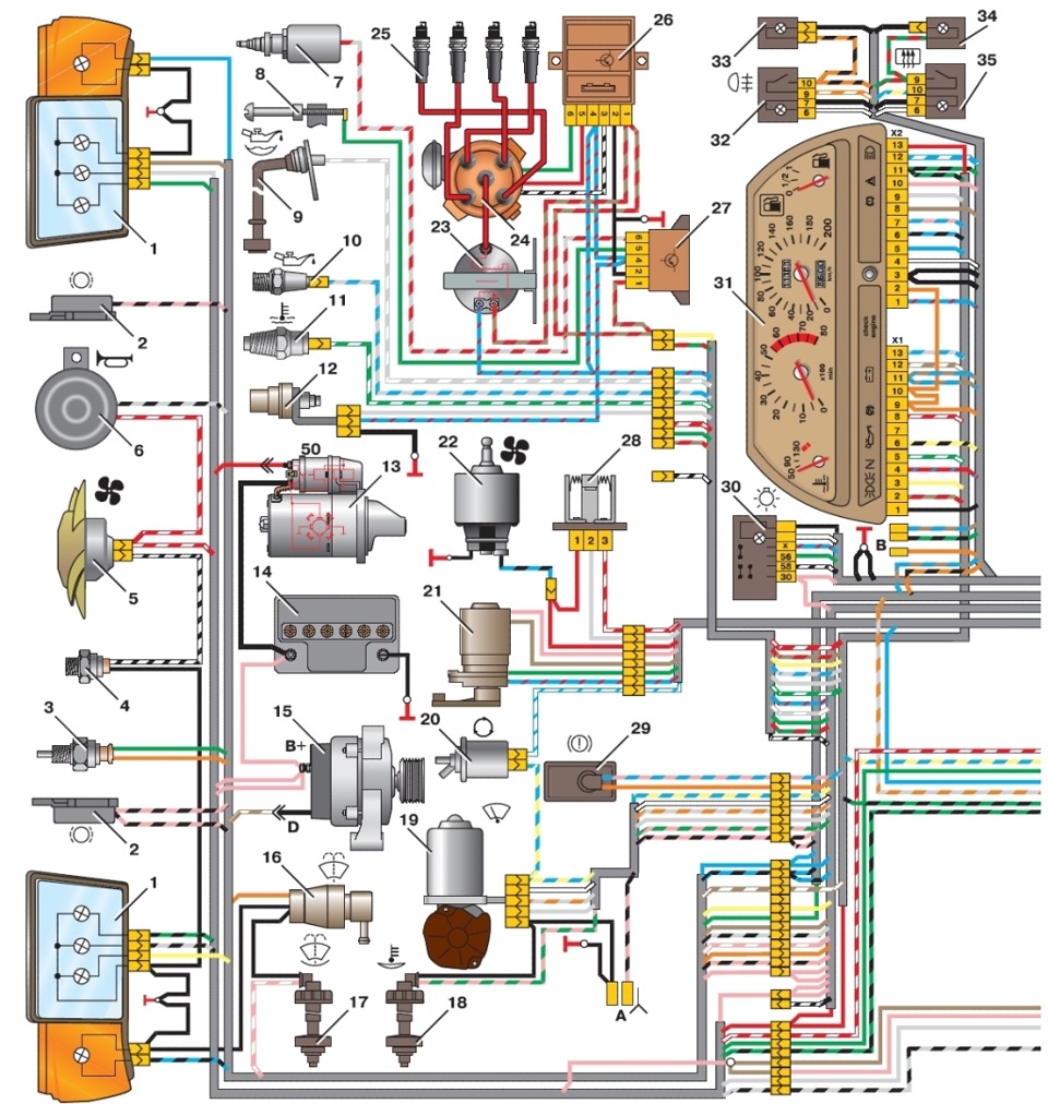 Схема электропроводки ваз 2110 инжектор 8 клапанов