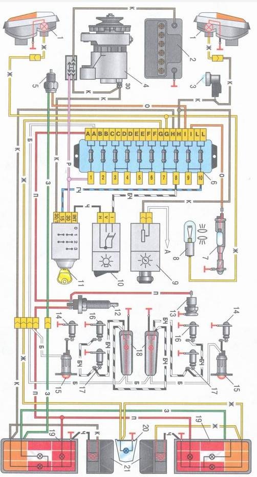 Схема проводки ваз 21063