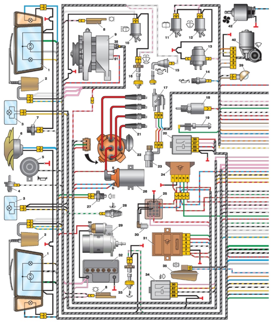 Электрическая схема ваз 21099 карбюратор высокая панель