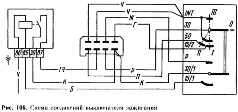 Замок зажигания газель 5 контактов распиновка схема подключения