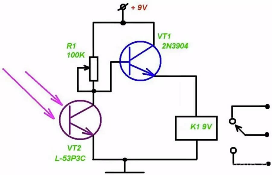 Схема с фототранзистором