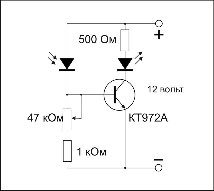 Схема с фототранзистором