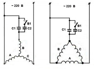 Конденсатор 380 на 220. Схема подключения трехфазного двигателя на 380 через конденсатор. Схема включения двигателя 380 на 220. Схема подключения трехфазного двигателя на 220 через конденсаторы. Схема подключения двигателя 380 на 220 через конденсаторы.