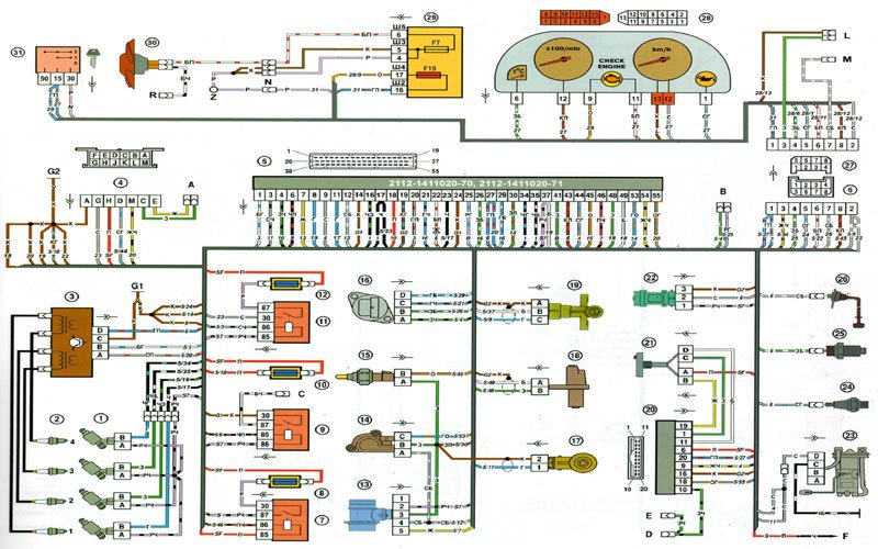 Ваз 2111 схема электрооборудования инжектор 8 клапанов