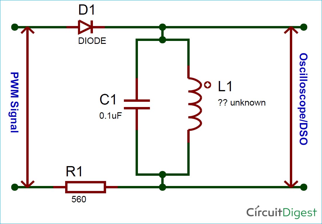 Circuit Diagram for Inductance and Capacitance Calculator using Oscilloscope
