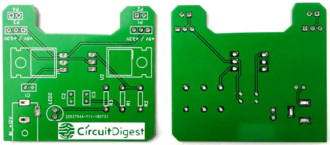 DIY Breadboard Power Supply Circuit on PCB Front and Back View