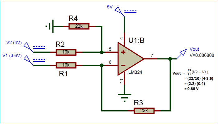 Differential Amplifier Simulation Circuit
