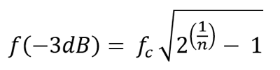 Pass band frequency at determined amount