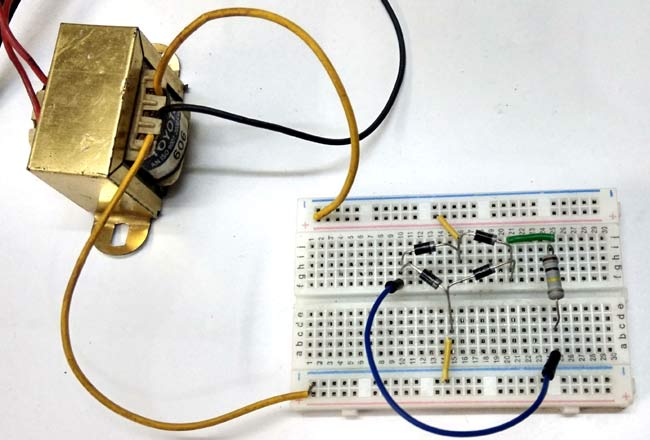 Simple Bridge Rectifier Circuit Hardware