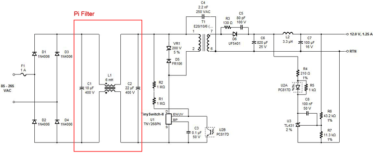 PI Filter Power Supply Circuit