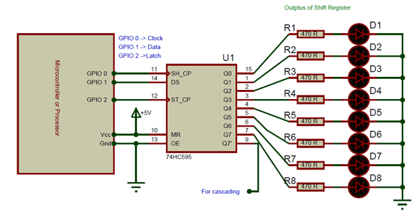 74HC595 Example Circuit