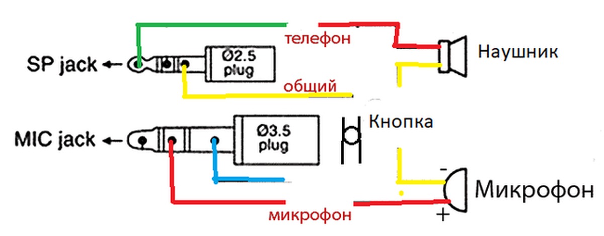 Схема наушников с микрофоном