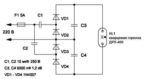 Лампы дрл и днат и схемы их включения